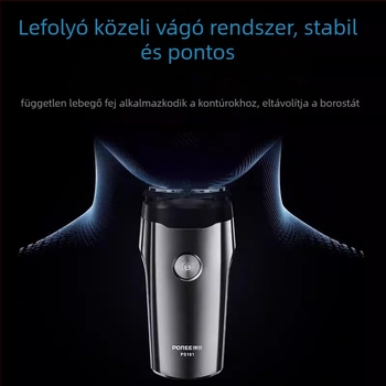 Borui PS181 Elektromos borotva lebegő fejű, két pengés, beépített akkumulátor, 45–60 perc működési idő, teljes testmosásra alkalmas, kefés motor