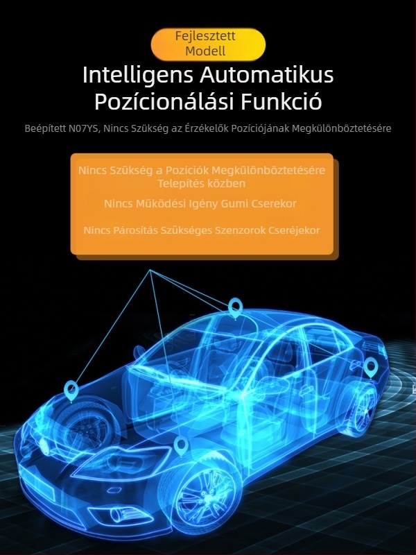 TPMS napenergiával, hordozható szenzor és kijelző a gumiabroncsnyomás nyomon követésére