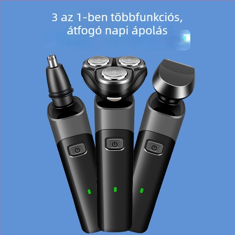 Elektronikus borotva honeycomb fejjel, forgó 3-élű fej, USB töltés, akár 60 perc üzemidő