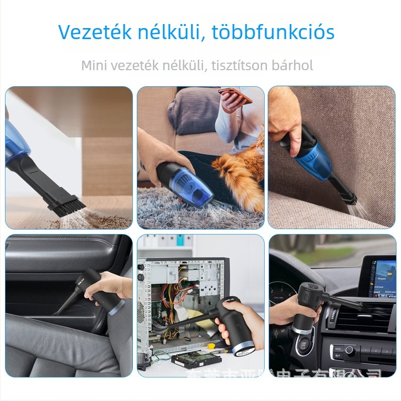 Vezeték nélküli kézi porszívó – Mini asztali, beépített 5001mAh akkumulátor, USB tápegység, 75W, sík fej