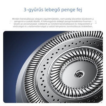 Elektromos borotva úszó fejjel és 3‑pengés rotációs fejjel; egész testben mosható; beépített 300–500 mAh akkumulátor; üzemidő >60 perc; 2 órás töltés