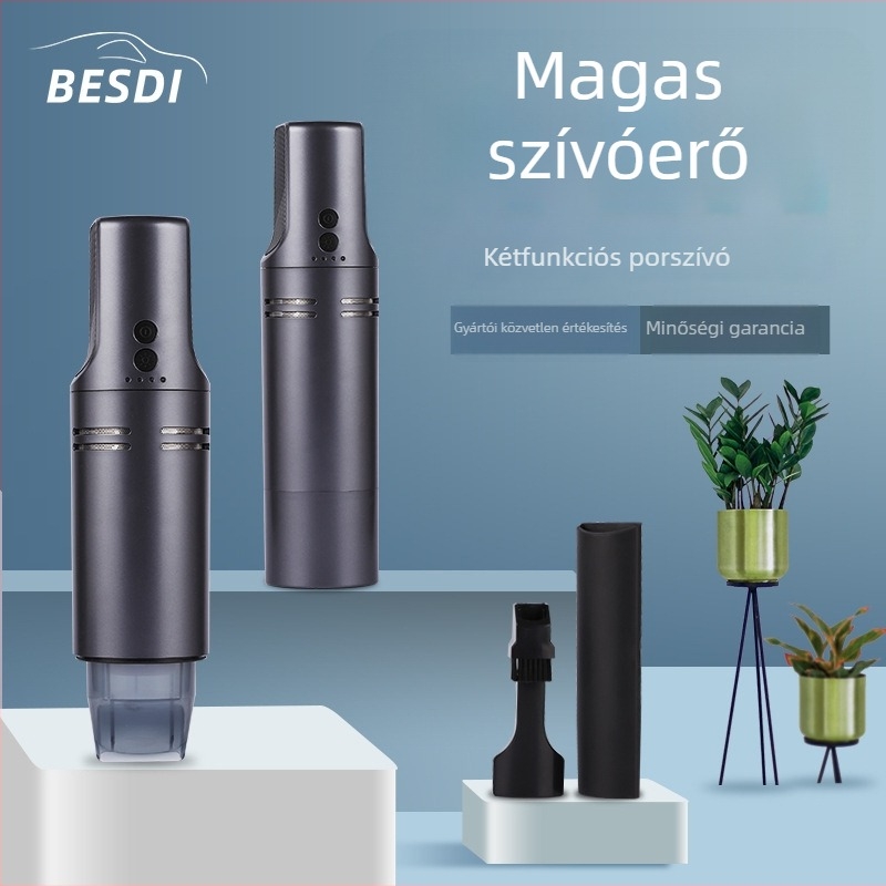 Kézi autó porszívó világítással — mini vezeték nélküli nedves-száraz porszívó, 2300Pa, 7.5V, 75W, újratölthető