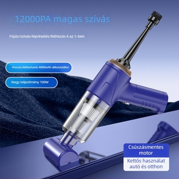 Vezeték nélküli porszívó autóhoz és otthonra — max. 12000 Pa szívás, beépített akkumulátor (6–8 óra), USB tápellátás, alacsony zaj