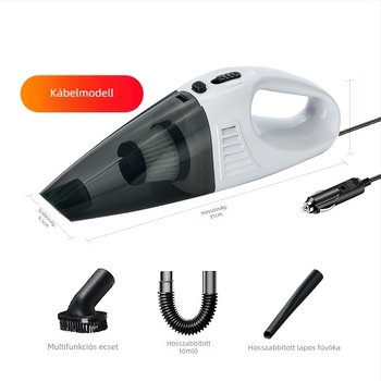 Kézi autó porszívó, 12V, 120W, 3300Pa, 12V-es cigaretta-gyújtó csatlakozással