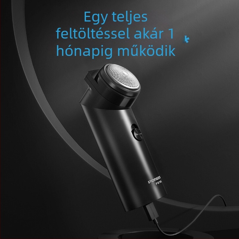 Elektromos egyfejű borotva, szénkefe nélküli motorral, újratölthető, kivehető és mosható fej, üzemidő 45–60 perc