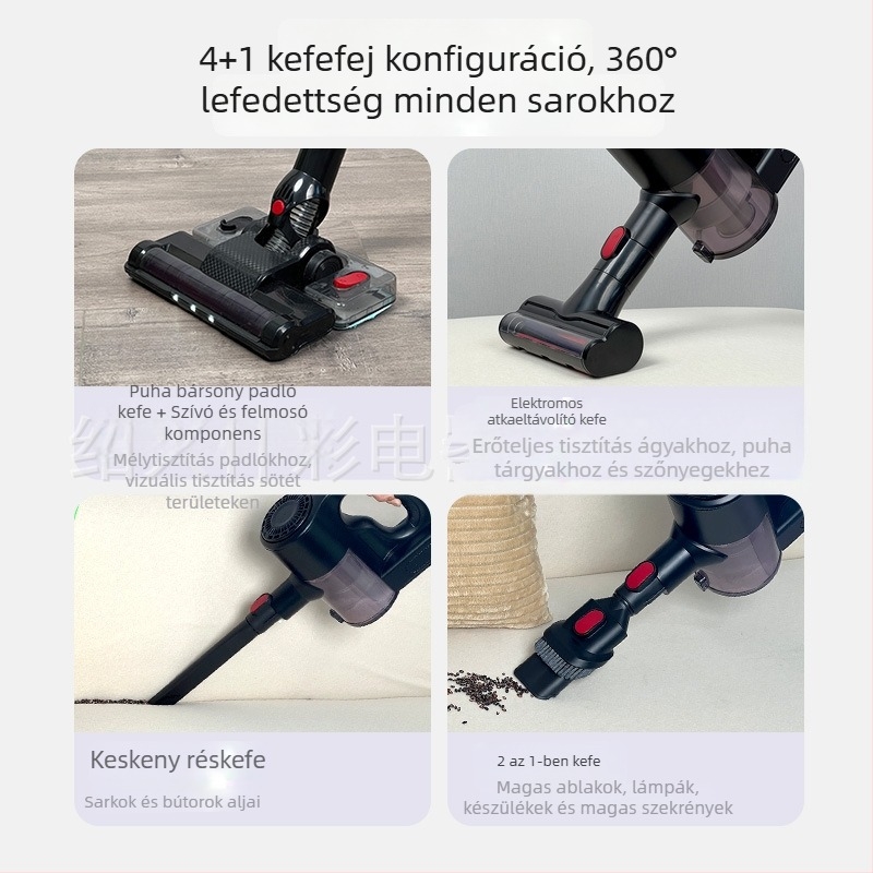 Vezeték nélküli, kézi porszívó fúvó- és szívó funkciókkal otthoni használatra; tisztítás repedéseken és horonyokon, íróasztalon és ruhásszekrényben; beépített akkumulátor; autóhoz is alkalmas; tartozékok: háziállatbarát kefefej, sík fej és kettős funkciójú
