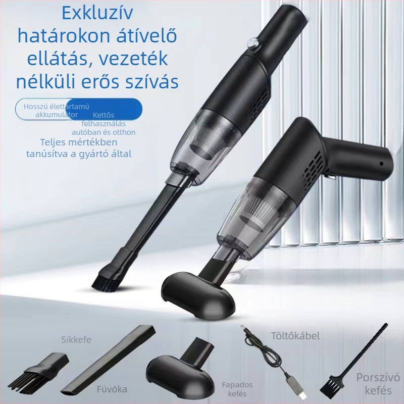 Vezeték nélküli autó mini porszívó otthonra és autóba – 5500Pa szívóerő, 75W, 7.4V