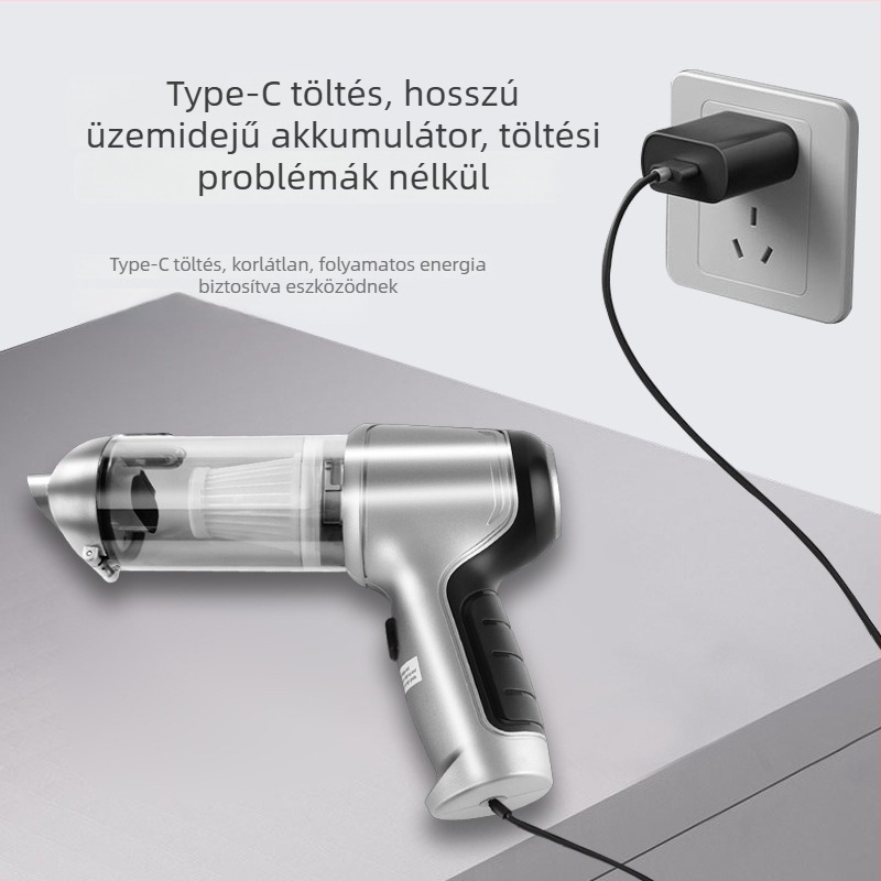 Vezeték nélküli, brushless autómini porszívó – erős, hordozható, újratölthető, 7.4V, 80W, 10000Pa