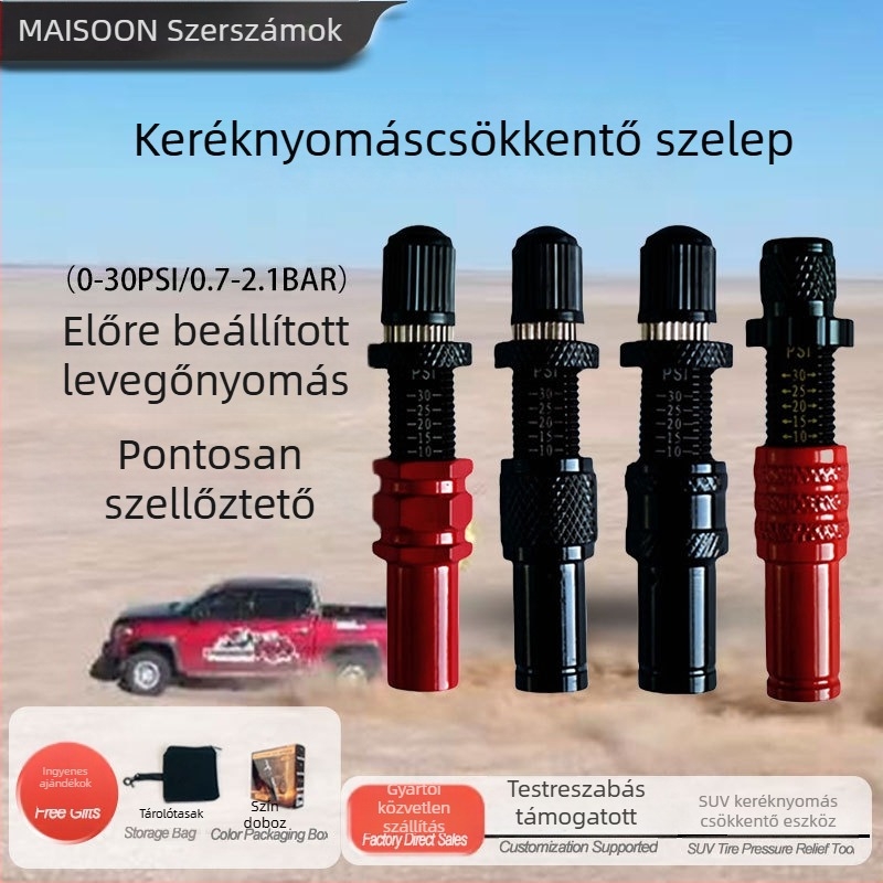 Digitális kijelzős autógumi nyomáscsökkentő szelep, sárgaréz, deflációs funkció, TD01-04 modellek, SUV/4x4 terepen