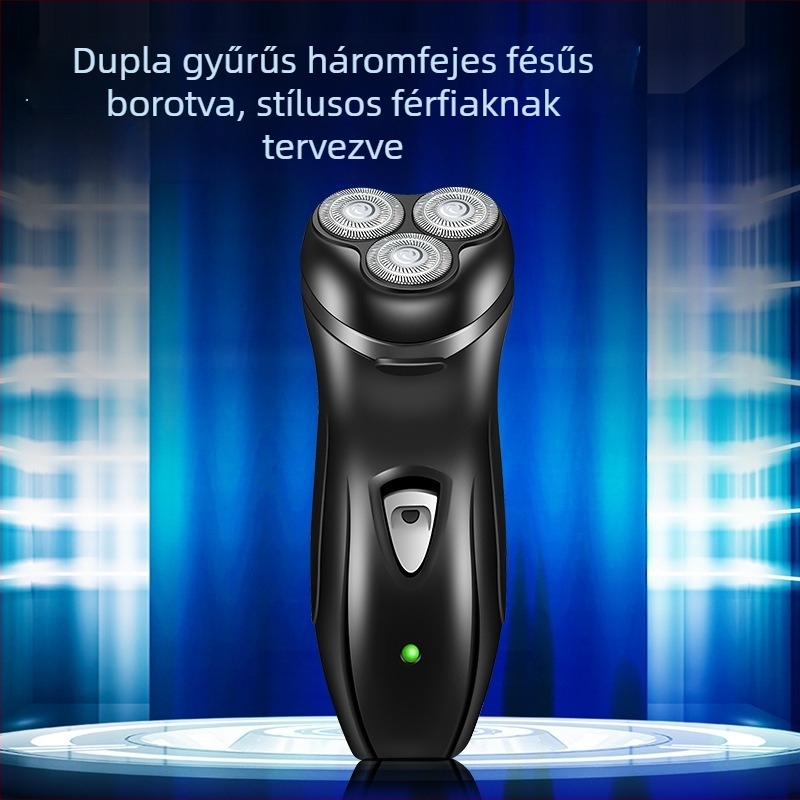 Lingke 168 forgófejes elektromos borotva, 3 penge, mosható leválasztható fej, beépített akkumulátor, üzemidő 45–60 perc, töltési idő 8 óra, tartalmaz trimmert