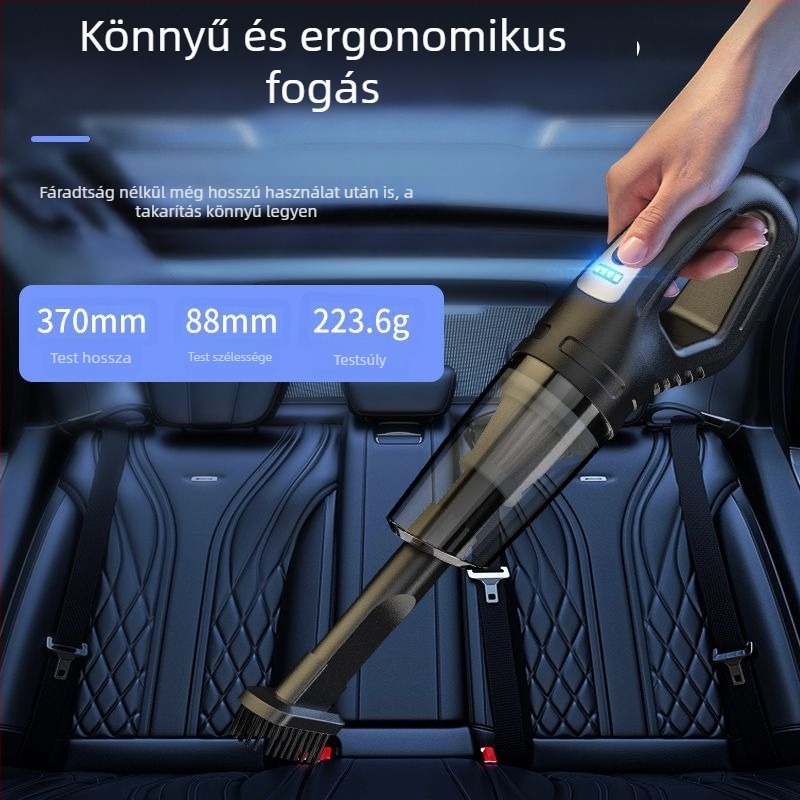 Kábeltelen autó- és otthoni kézi porszívó, kézi működtetésű, 300 W bemenet, 20000 Pa szívóerő, 60+ perc üzemidő, újratölthető