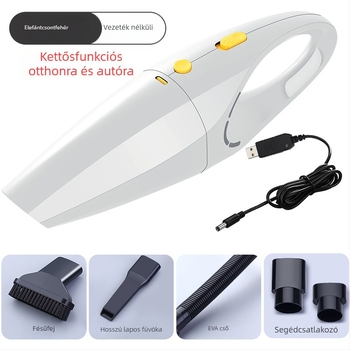 Hordozható autós porszívó 5300 Pa szívóerővel, 12 V, 120 W, 4000 mAh akkumulátor