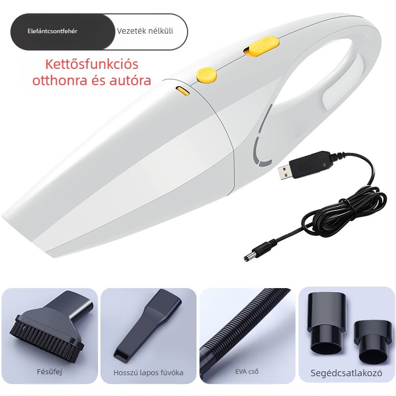 Hordozható autós porszívó 5300 Pa szívóerővel, 12 V, 120 W, 4000 mAh akkumulátor