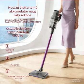 Vezeték nélküli kézi autós porszívó száraz–nedves tisztításra, 140W maximális szívóerő, beépített 4000–5000mAh akkumulátor és világítás