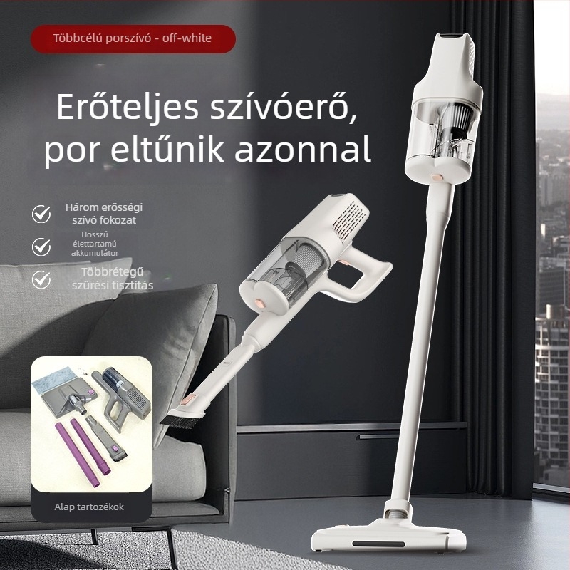 Vezeték nélküli kézi autós porszívó száraz–nedves tisztításra, 140W maximális szívóerő, beépített 4000–5000mAh akkumulátor és világítás