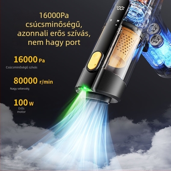 Vezeték nélküli autó- és otthoni porszívó, kompakt, többfunkciós, mélytisztító, könnyen használható
