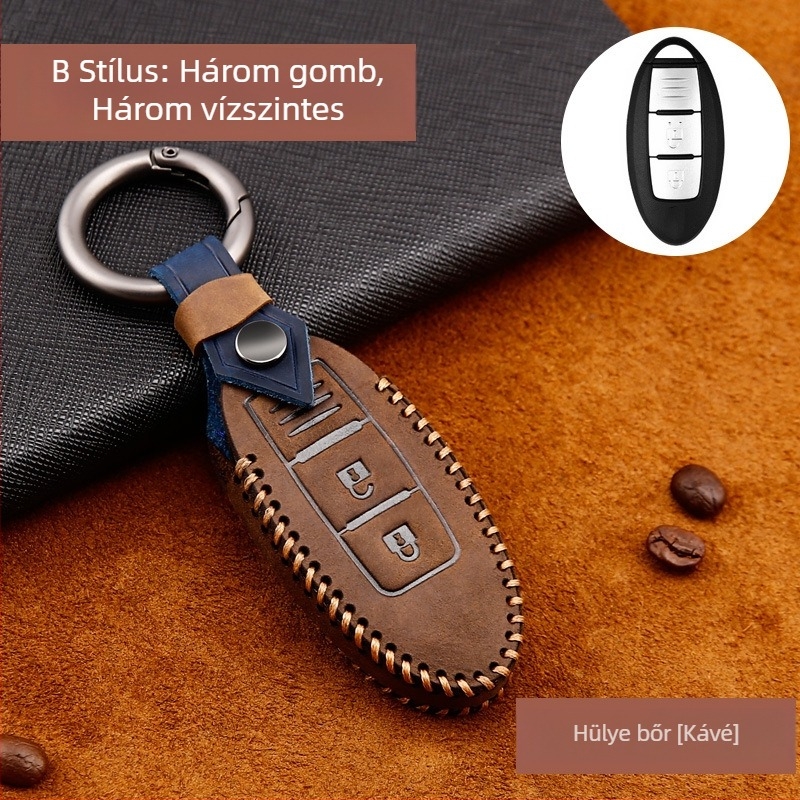 Valódi bőr kulcstartó tok Nissan X-Trail, Sylphy, Teana, Blue Bird, Qashqai, Tiida | Youruitu