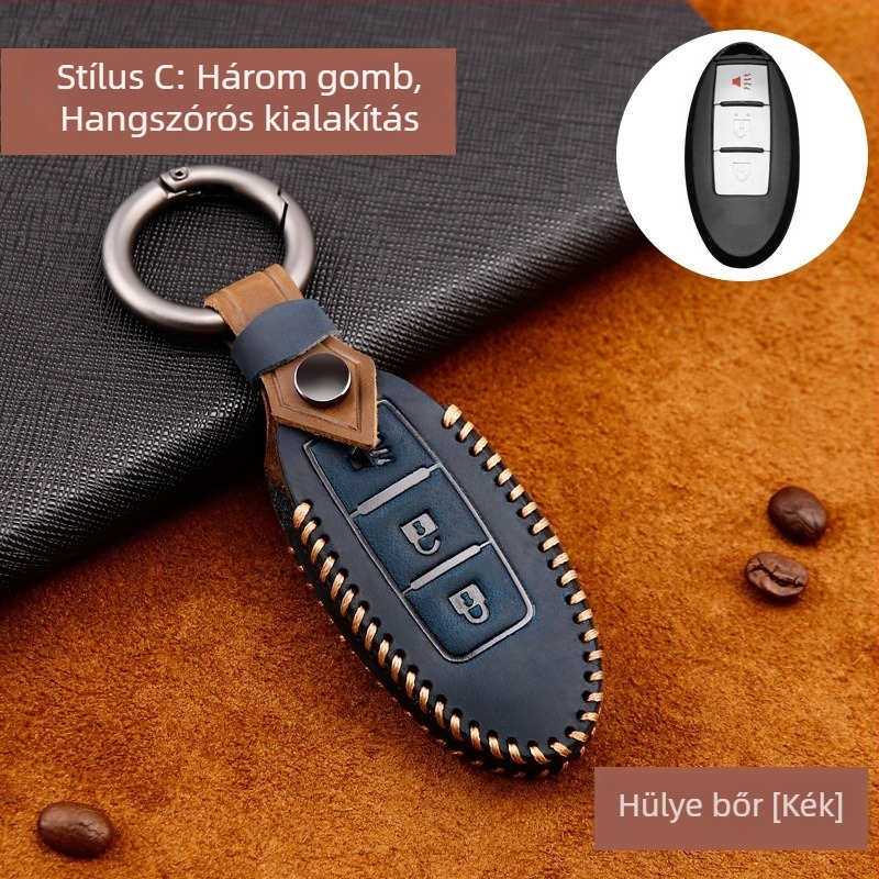 Valódi bőr kulcstartó tok Nissan X-Trail, Sylphy, Teana, Blue Bird, Qashqai, Tiida | Youruitu