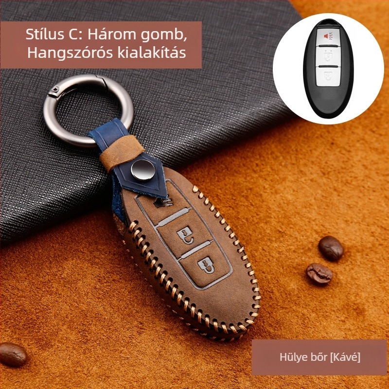 Valódi bőr kulcstartó tok Nissan X-Trail, Sylphy, Teana, Blue Bird, Qashqai, Tiida | Youruitu