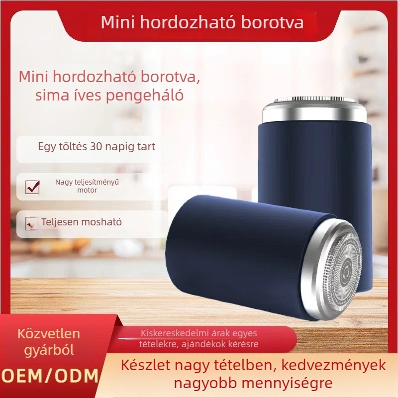 Elektromos borotvafejű forgó 3‑tagú fejjel, lebegő fej, egész test mosására – beépített akkumulátor, >60 perc működés, 1 óra töltés, zaj <36 dB