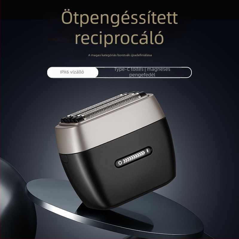 Férfi elektromos borotva, 5 pengével, USB gyors töltés, vízálló és folyó víz alatt tisztítható, brushless motor, beépített 1600 mAh akkumulátor