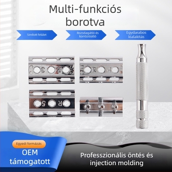 Kézi borotva cserélhető pengékkel; kettős használat: borotválkozás és szőrszálak eltávolítása; egész testre használható; állítható fogak a durva szőrökhöz