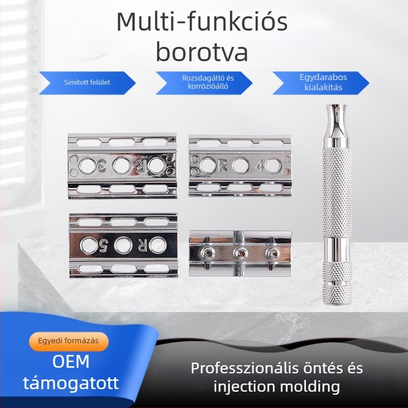 Kézi borotva cserélhető pengékkel; kettős használat: borotválkozás és szőrszálak eltávolítása; egész testre használható; állítható fogak a durva szőrökhöz