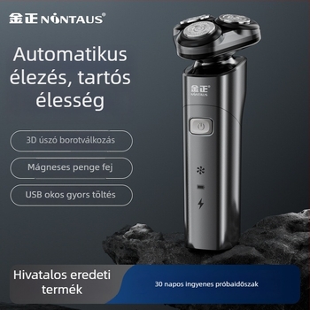 Jin Zheng elektromos borotva plovó fejjel, forgó 3 penge fej, leválasztható és mosható fej, beépített akkumulátor, üzemidő körülbelül 60 perc