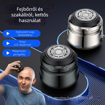 Fejvágó elektromos borotva forgó fejjel, lebegő vágófej, nedves és száraz használat, USB töltés, több mint 60 perc üzemidő