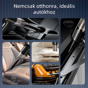 Kézi, vezeték nélküli autópor- és fújó készülék – multifunkciós, max. 35W, 3.7V, újratölthető, kb. 5 perc üzemidő, HEPA szűrő