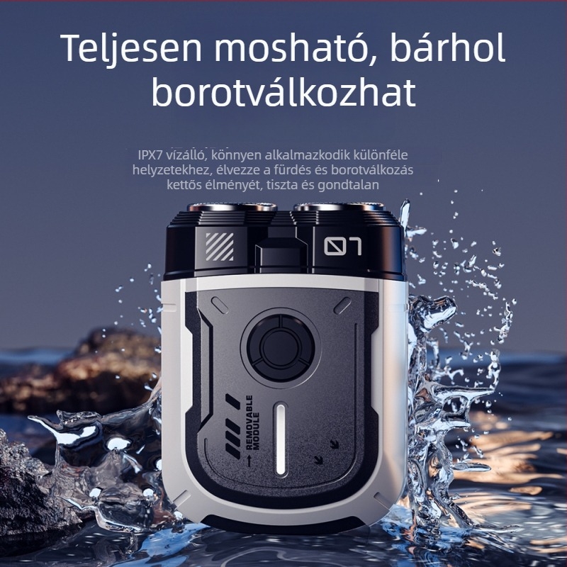 Férfi elektromos borotva, 2026-os új modell, USB töltés, nedves és száraz használat, forgó fej két élezéssel, lebegő fej