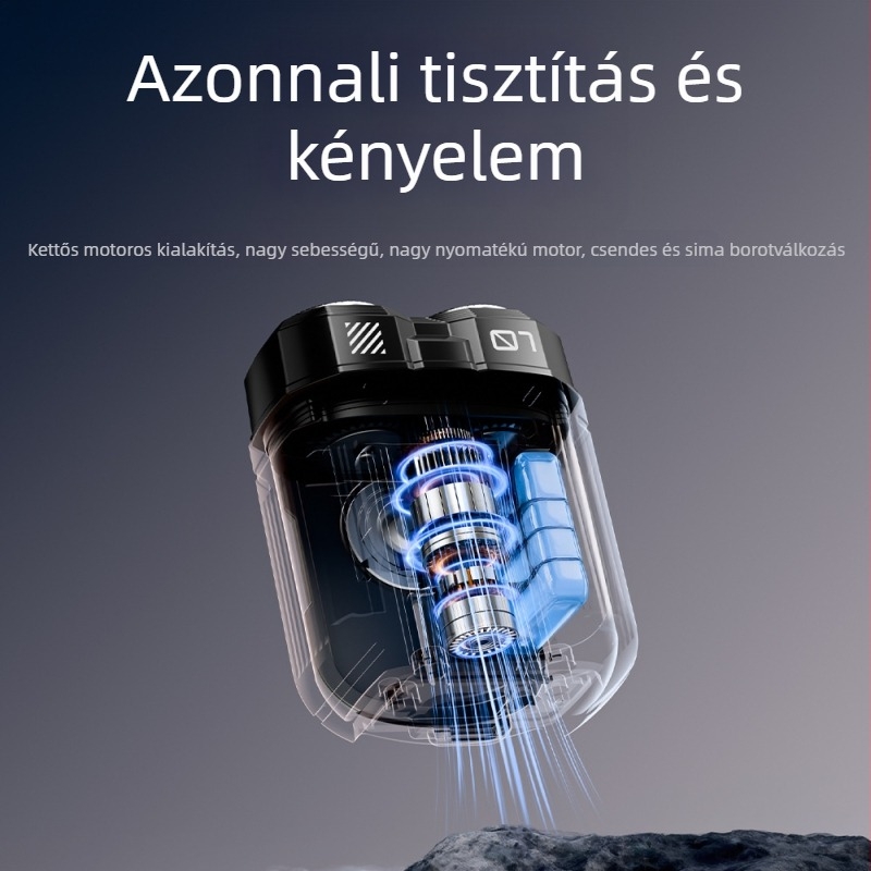 Férfi elektromos borotva, 2026-os új modell, USB töltés, nedves és száraz használat, forgó fej két élezéssel, lebegő fej