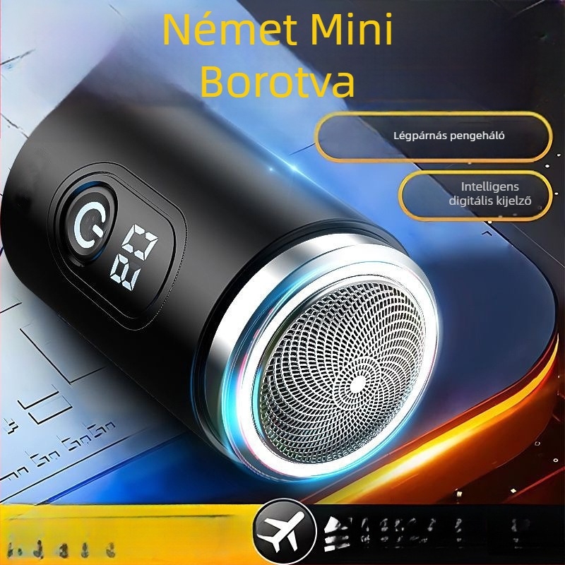 Férfiaknak tervezett hordozható elektromos borotva — kompakt utazáshoz és autóhoz, kettős használat: borotválkozás és szőrzet eltávolítása, 1 db a csomagban
