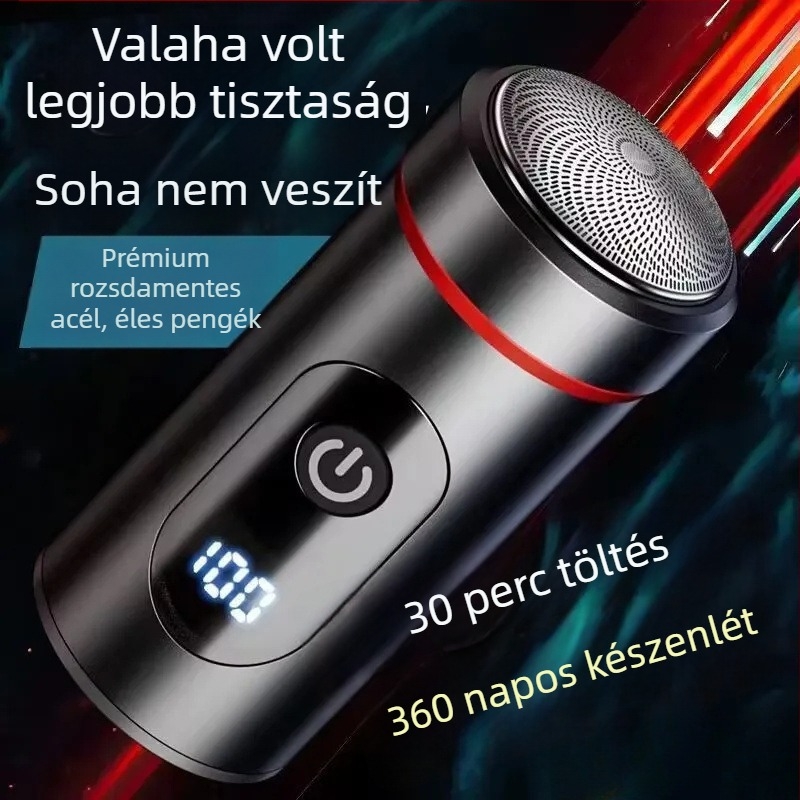 Férfiaknak tervezett hordozható elektromos borotva — kompakt utazáshoz és autóhoz, kettős használat: borotválkozás és szőrzet eltávolítása, 1 db a csomagban