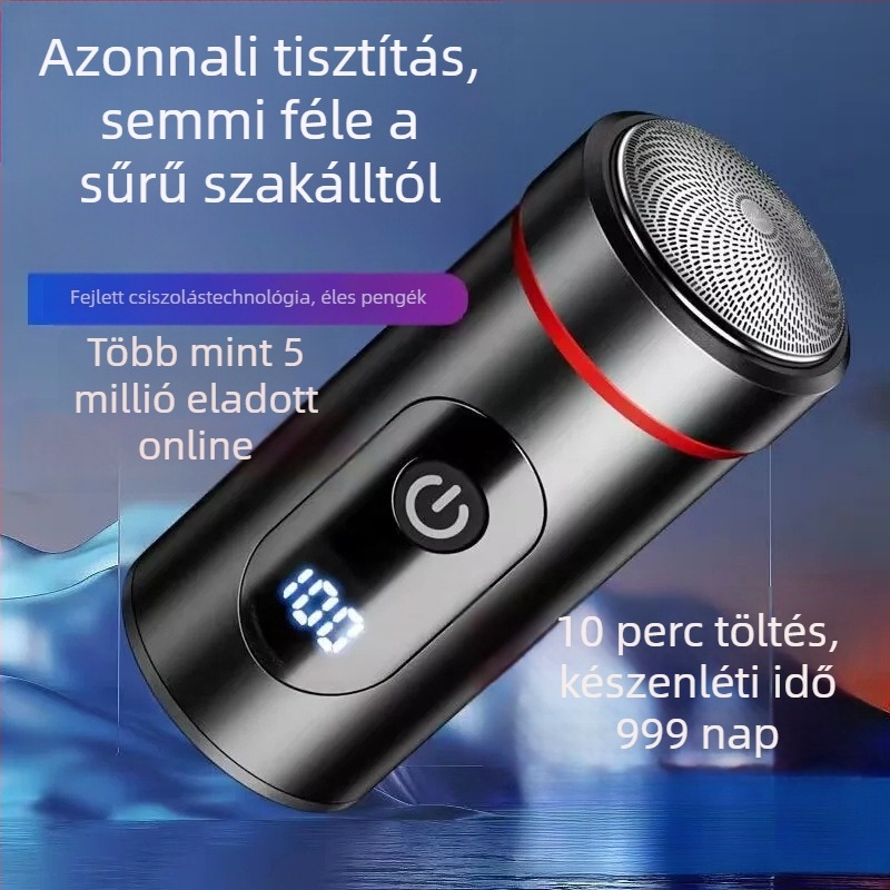 Férfiaknak tervezett hordozható elektromos borotva — kompakt utazáshoz és autóhoz, kettős használat: borotválkozás és szőrzet eltávolítása, 1 db a csomagban