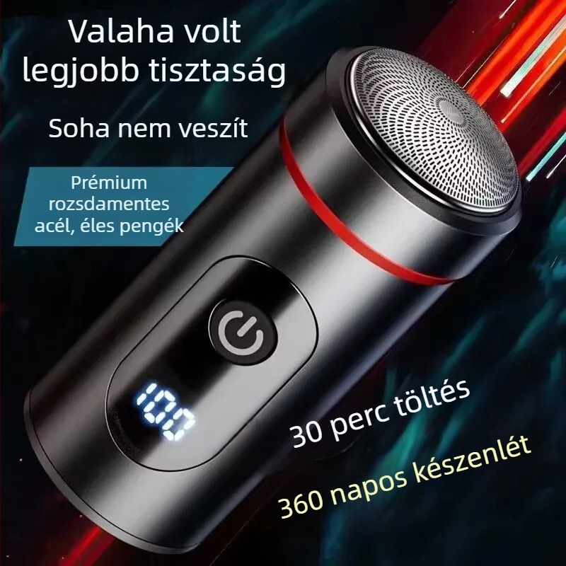 Férfiaknak tervezett hordozható elektromos borotva — kompakt utazáshoz és autóhoz, kettős használat: borotválkozás és szőrzet eltávolítása, 1 db a csomagban