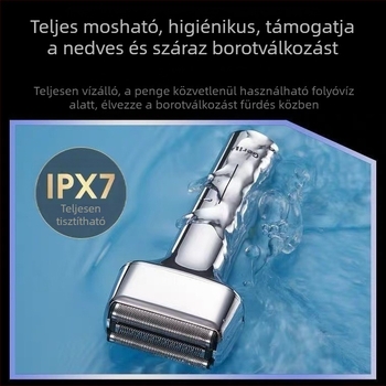 Sulang elektromos borotva — 3‑fejű visszafutó vágófej, lebegő fej, beépített 300–500 mAh akkumulátor, üzemidő 40–60 perc, újratölthető