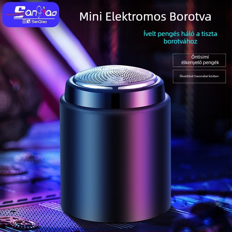 Elektromos borotva, mini kompakt, újratölthető, 3 pengével, utazáshoz hordozható