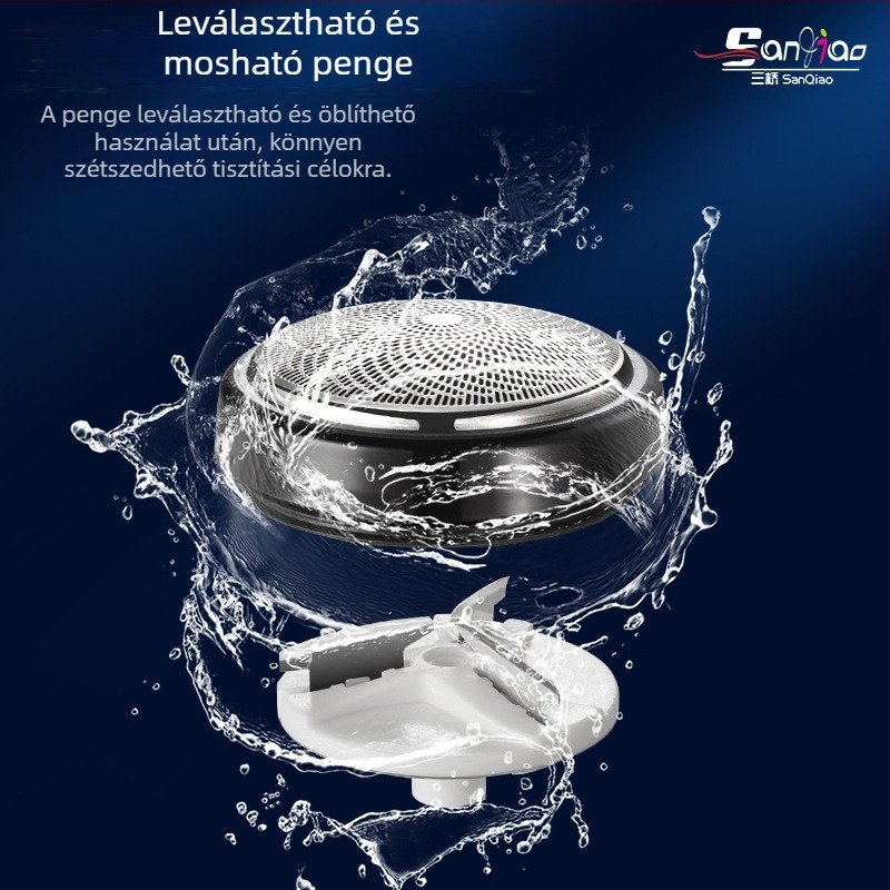 Elektromos borotva, mini kompakt, újratölthető, 3 pengével, utazáshoz hordozható