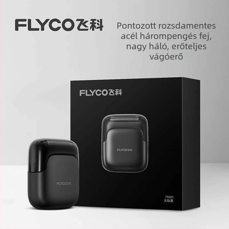 Flyco férfi elektromos borotva, 3-fejű reciprok fej, teljes test mosó, 60 perc üzemidő, beépített akkumulátor, kettős töltési mód FS685