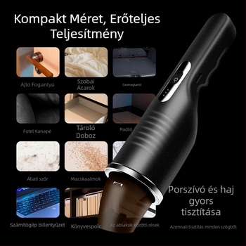 Kézi, vezeték nélküli autópor-szívó, 0–200 W, por tartály, száraz üzemmód, zaj alatt 36 dB