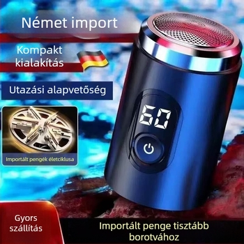 Férfi elektromos borotva, forgó fej 4+ pengével, nedves és száraz használat, beépített akkumulátor, LED kijelző