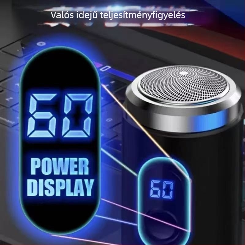 Férfi elektromos borotva, forgó fej 4+ pengével, nedves és száraz használat, beépített akkumulátor, LED kijelző