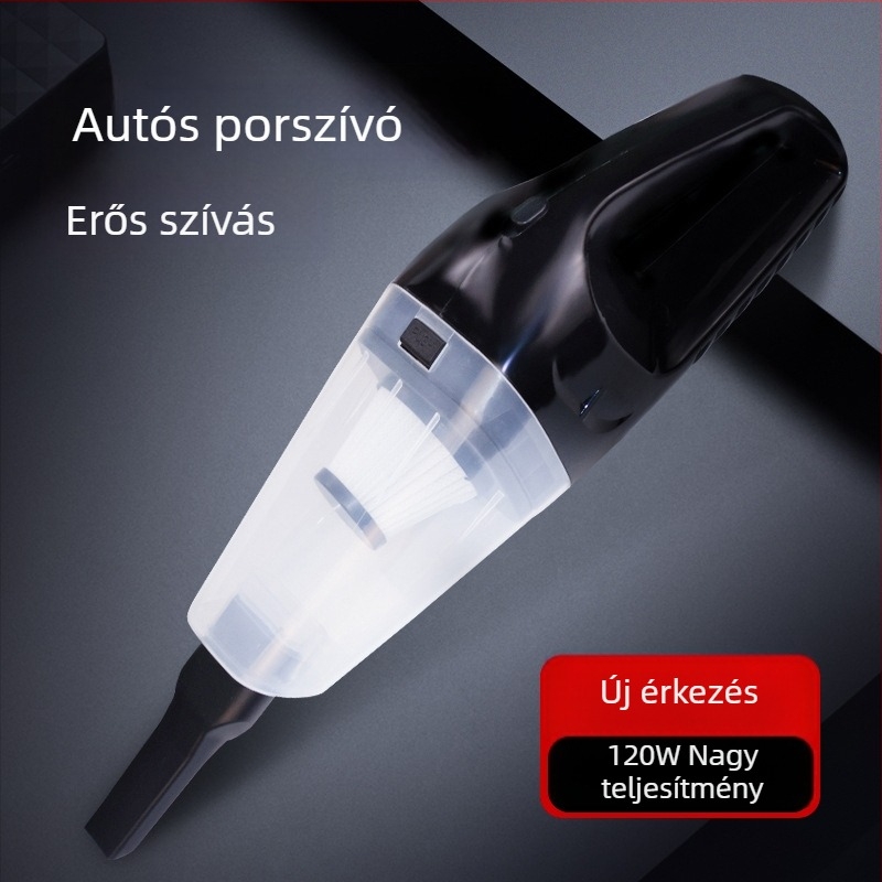 PINCAI hordozható autóiporszívó száraz-nedves tisztításhoz, 12V, 120W, 2500Pa szívóerő, modell ZYXQ-04 Haipa, 280 cm hosszú kábel