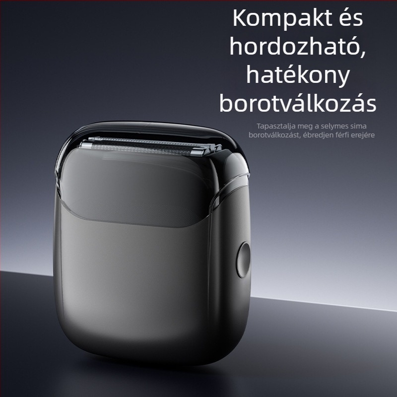 Reciprokáló elektromos borotva, 2 fejű lebegő fej, teljesen vízálló és mosható, kompakt autó használatra, beépített 800–1000 mAh akkumulátor, ≥90 perc működés, 1 órás töltés, nedves és száraz használat