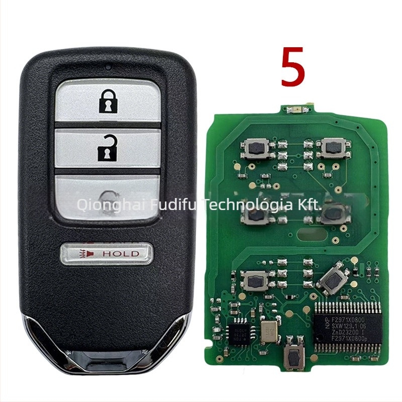 FCCID KR5V2X Honda kulcsház 47-es chippel, 2–6 gombos távirányító, műanyag+fém burkolat, kompatibilis Honda Vezel, Civic, Pilot, Fit, Odyssey, CR-V, HR-V, XR-V