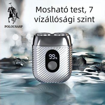 Paul elektromos borotva, forgó fejű, két penge, teljes testben vízálló, beépített újratölthető akkumulátor, LED kijelző