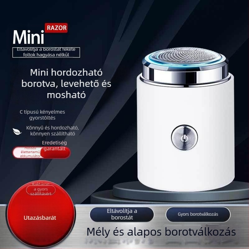 Elektromos mini hordozható borotva, új modell ajándékdoboza, a barátodnak, otthoni és autóhasználatra, fehér, 051 modell
