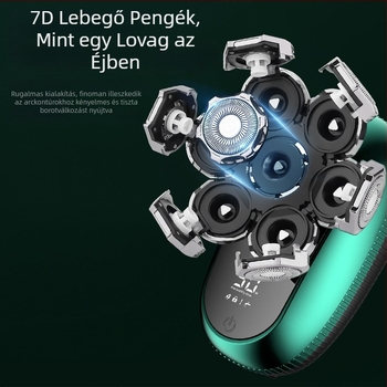 Elektromos arcszőrzet- és hajvágó készülék forgó fejjel, teljes testre vízálló, LED-kijelző, beépített 500–800 mAh akkumulátor, 90 perc üzemidő