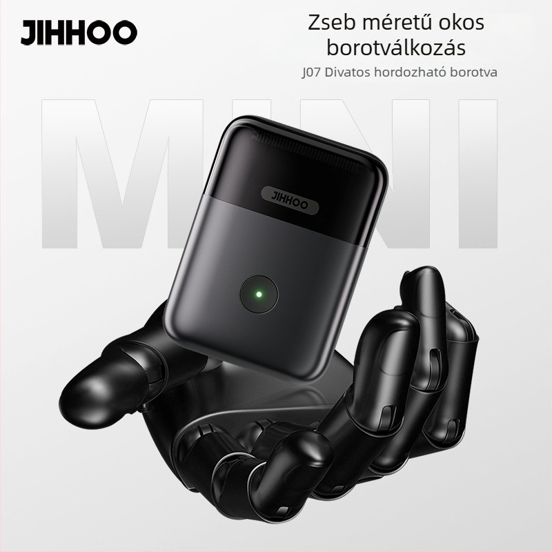 JIHHOO Férfi elektromos borotva, 3‑fejű fejjel, beépített akkumulátor, 60 perc működés, 4 órás töltés, száraz borotválkozás, teljesen mosható